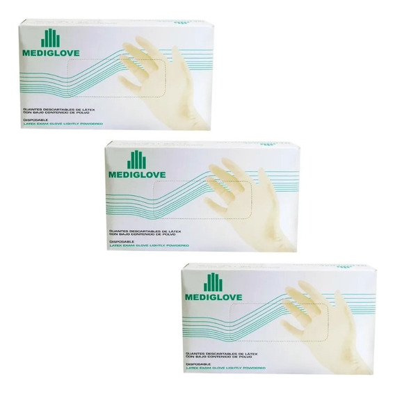 Guantes De Latex Mediglove Color Crema X100u X3