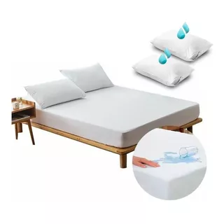 Forro Protector Plástico Antifluidos Cama Doble Con Funda