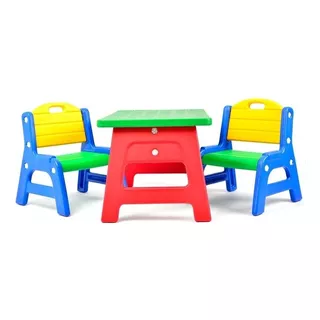 Combo Mesa Infantil Con 2sillitas Pvc Irrompible Rodacross