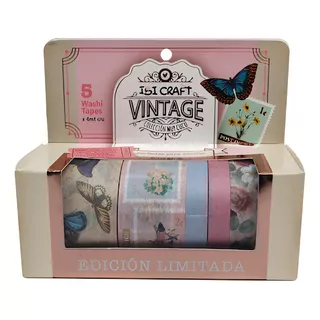 Cinta Adhesiva Decorativa Washi Tape Modelo Vintage 5 Rollos