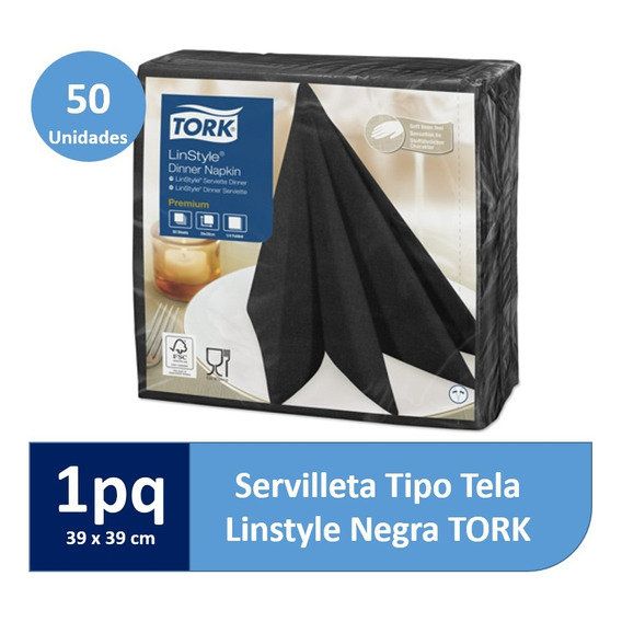 Servilleta Tipo Tela Tork Linstyle Negra 1 Paquete 50un