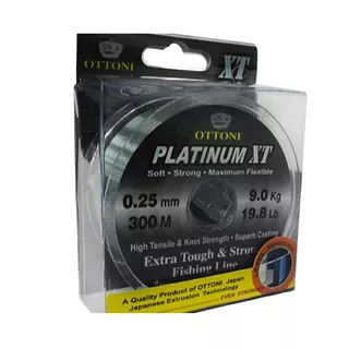 Linha Monofilamento Platinum Xt 0,40 Mm/250m /19,6kg/43,1lb Cor Prateado