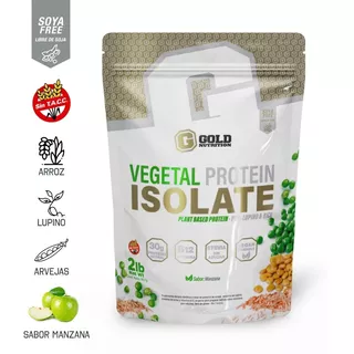 Vegetal Protein Isolate 2lbs 100% B12 Gold Nutrition Vegan  Sabor Manzana