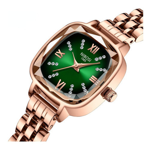 Reloj De Diamantes Elegante Retro Nibosi Para Mujer Color Del Fondo Verde