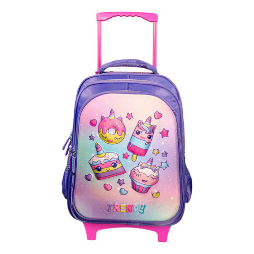 Mochila Carrito Nena Niña Escolar Primaria Trendy Adorable Diseño Violeta 16776