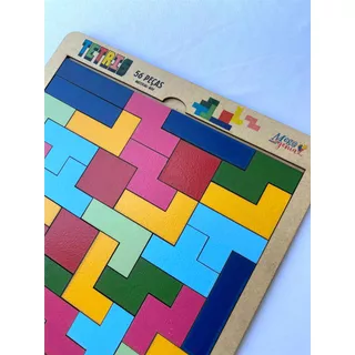 Brinquedo Educativo Jogo Tetris Madeira Combinação De Peças