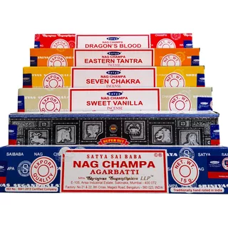 Kit Incenso Indiano Nag Champa Satya Melhores Aromas 6 Cx