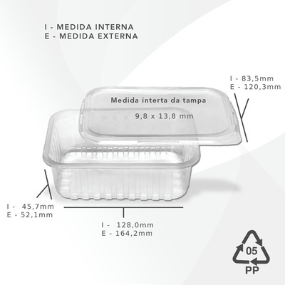 Marmita Micro-ondas / Freezer - 500ml Prafesta C/ 24 - Pote Fitness