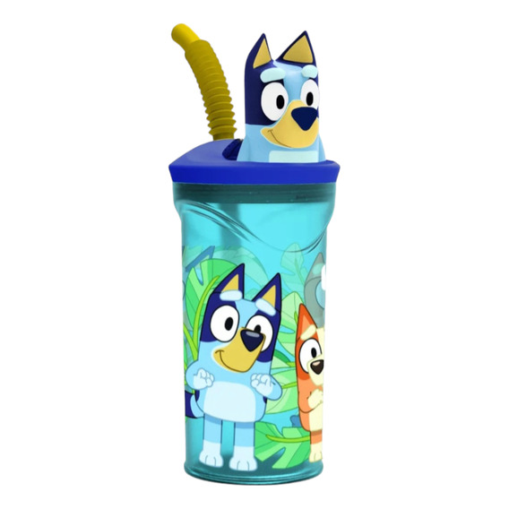 Vaso Niños Con Bombilla Bluey Figura 3d 400ml 