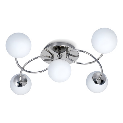 Plafon Techo 5 Luces Globo Opal G9 Linea Relleu Cromo Rd