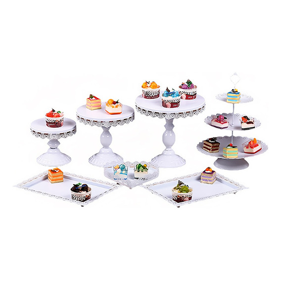 Soporte De Pastel Y Postres Blanco, 7 Piezas