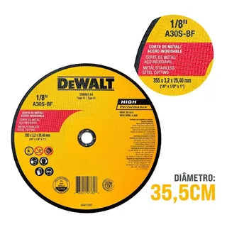 Disco De Corte Metal/ Inox 14'' X 3,2mm X 1'' Dw80144 Dewalt