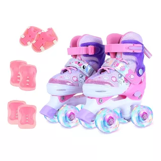 Patines De 4 Ruedas Niños Niñas Ajustable Freno Protecciones