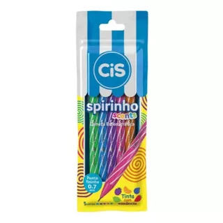 Caneta Esferográfica Cis Spirinho Scents 0.7mm- 5 Cores Cor Da Tinta Colorida