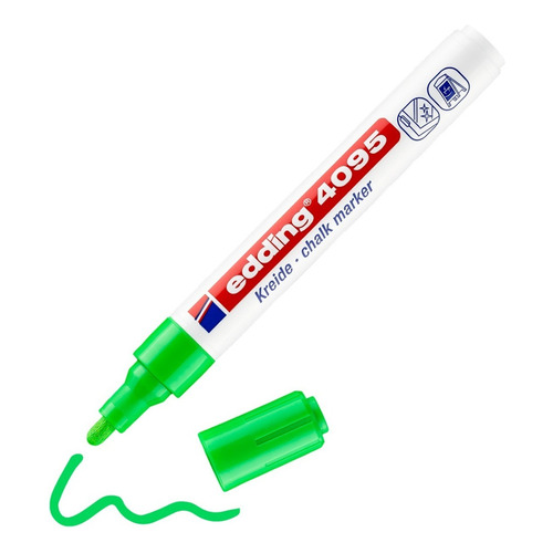 Marcador Edding 4095 Fluo Tiza Liquida Chalk 2-3mm Vidrio Color Verde Flúo