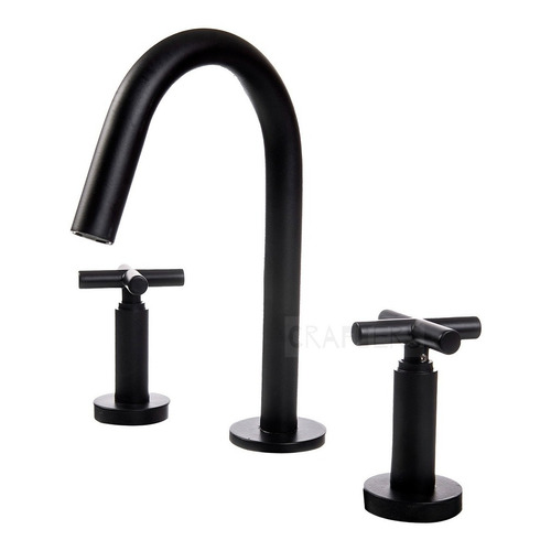 Grifo Para Lavatorio Aqualaf Premium - Doble - Negro Matte