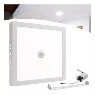 Painel Plafon Led Com Sensor 18w Sobrepor Quadrado Luz Frio Cor Branco Frio 110v/220v