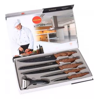  Set 5 Cuchillos + Pelador Antiadherentes Juego De Cocina 