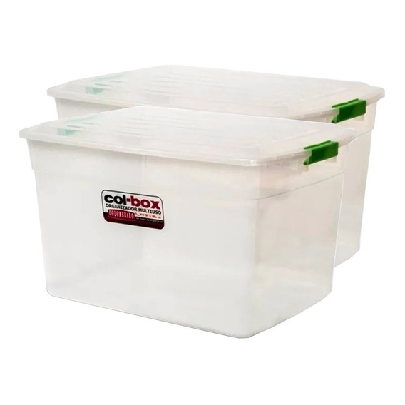 Caja Organizador Plastico Apilable Tapa Taper 42 Litros X 2 Colombraro