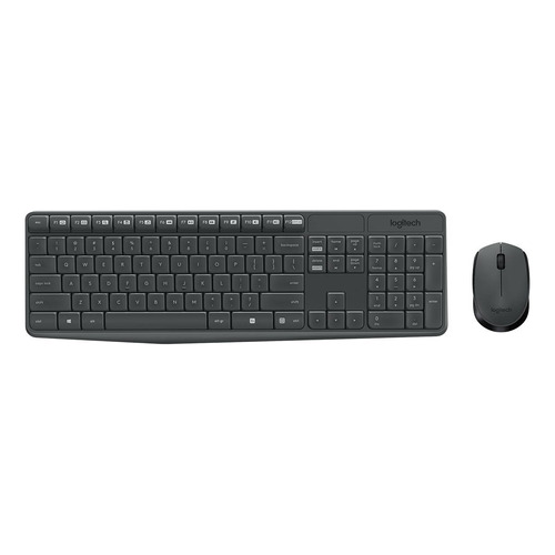 Kit de teclado y mouse inalámbrico Logitech MK235 en español color negro