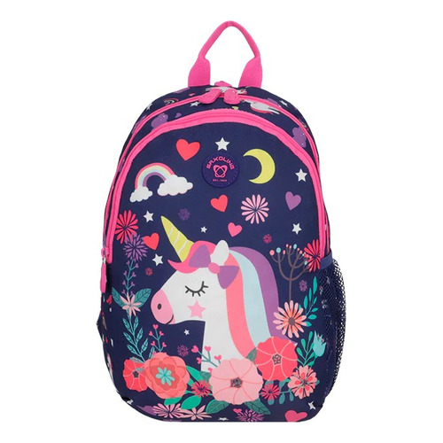 Mochila De Niños Playground Saxoline Color Azul Unicornio