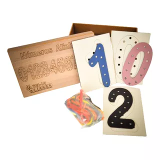 Kit Jogo Alinhavo Numeros Mdf - 10 Unidades