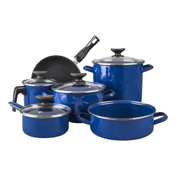 Batería De Cocina De 10 Piezas Cinsa Albania Color Azul