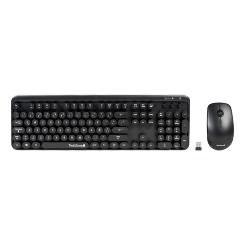 Teclado Y Mouse Inalámbrico Diseño Retro Y Ergonómico Color del teclado Negro