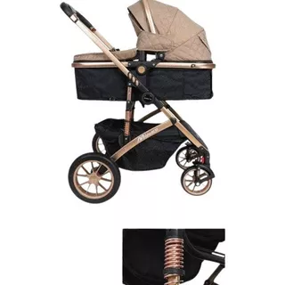 Coche Cuna Moises Para Bebe De Lujo Grand Mónaco Babyhappy Color Beige Color Del Chasis Rosado