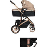 Coche Cuna Moises Para Bebe De Lujo Grand Mónaco Babyhappy Color Beige Color Del Chasis Rosado