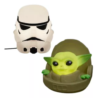 Luminária Abajur Star Wars Baby Yoda Ou Stormtrooper