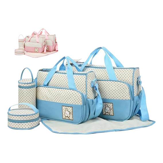 Set 5 Bolsas Panaleras Cambiador Bebe Botella Viaje Multiuso