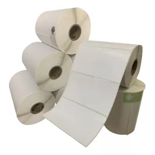 40 Rolos Etiqueta Couche Adesiva 50x50 Mm 2 Colunas Cor Branco