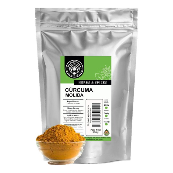 Cúrcuma En Polvo X 500g Pura - g a $32