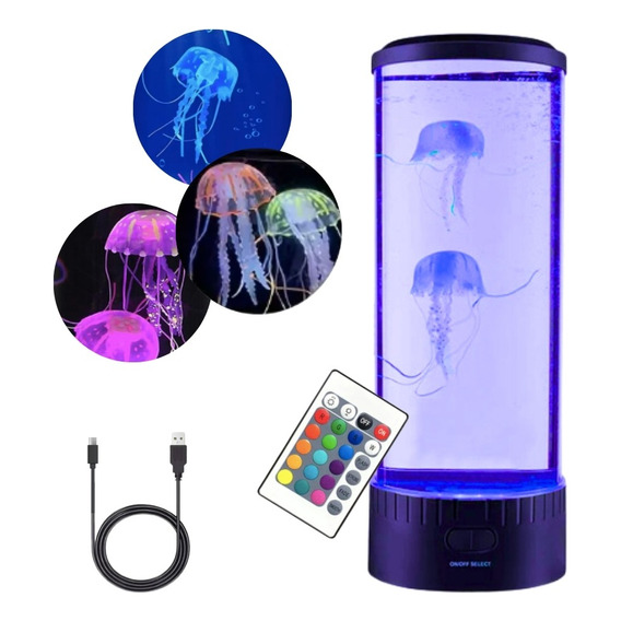 Lampara De Mesa Escritorio Led Medusas Para Noche 