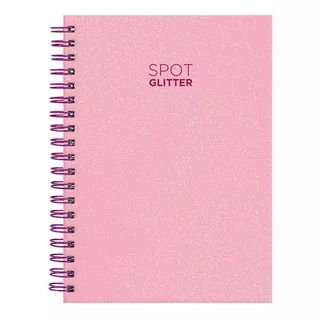 Caderno Capa Dura Spot Glitter Cores 100 Fls 18x25cm Cor Rosa E Pink