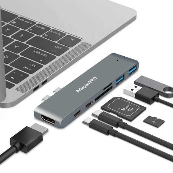 Adaptador Macbook Usb C Hub 7 En 1 Hdmi 4k Sd | Adapterpro