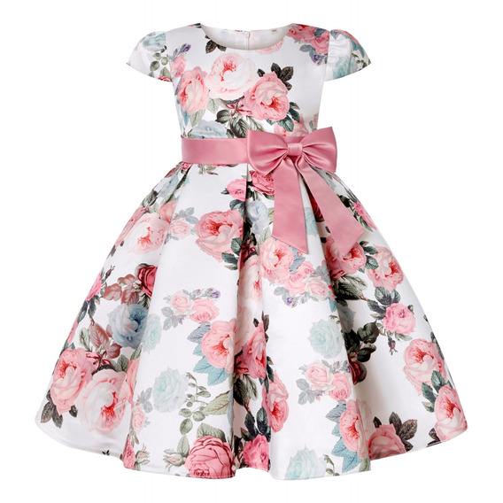 Vestidos De Fiesta Para Niñas Vestido Princesa Lazo Estampad