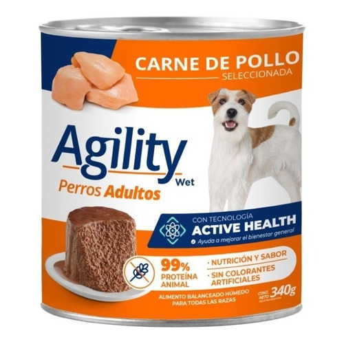 Alimento Agility Active Health Agility Active Health  para perro adulto todos los tamaños sabor pollo en lata de 340 g