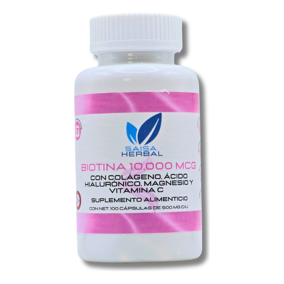 Biotina 10,000 + Colágeno Acido Hialuronico Magnesio 100 Cap