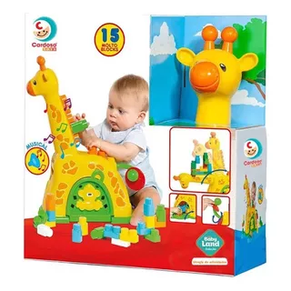 Girafa De Atividades Com 15 Blocos Baby Land Cardoso Amarela