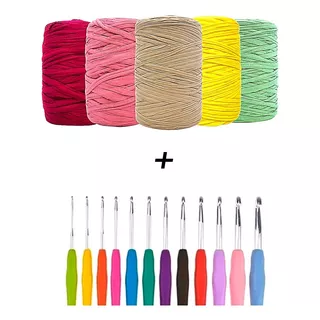 Kit Fio De Malha Croche Colorido 80m + Agulha 1un