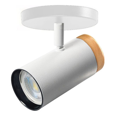 Aplique 1 Luz Blanco Con Madera Apto Led Cabezal 3002 Movil 