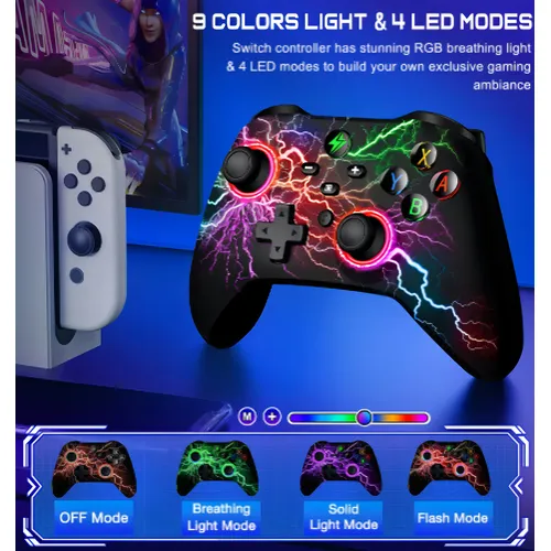 Controle Sem Fio Para Pc Nintendo Switch Android Ios Led Rgb Controle Sem Fio Para Pc Nintendo Switch Android Ios Led Rgb