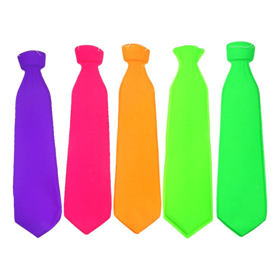 Corbatas Para Cotillón Flúor 12 Unidades Colores
