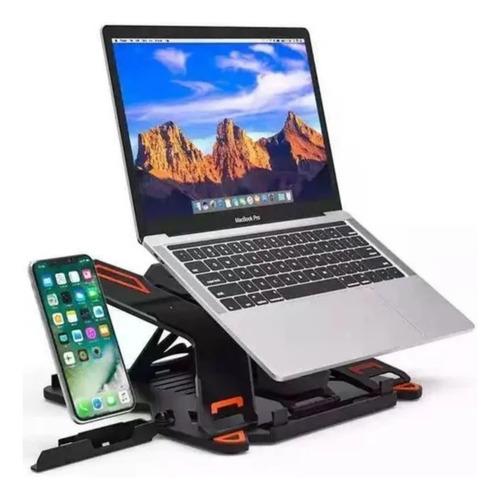 Base Para Laptop Y Celular Stand Macbook Giratoria Color Negro