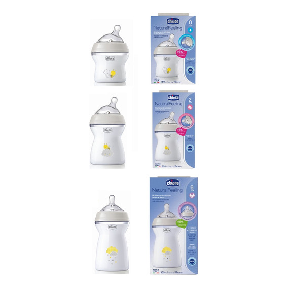 Set De 3 Mamadera Natural Feeling Biberon Chicco Oferta