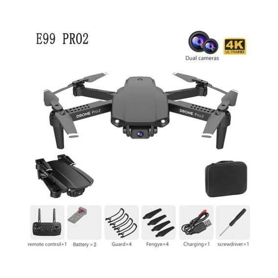 Dron profesional con doble cámara E99 Pro2 4k, 2 baterías