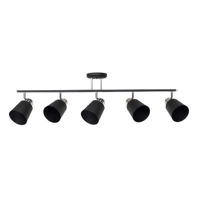 Plafon Barral 5 Luces Yencko Negro Cromo Apto Led E27 Deco