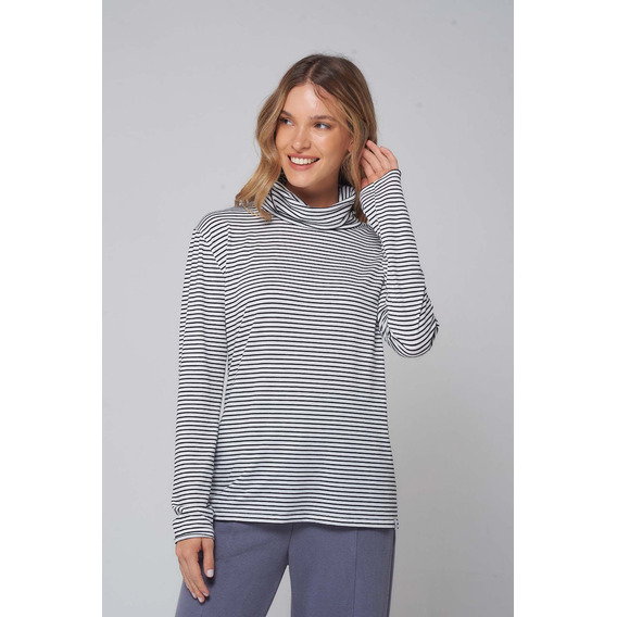 Remera Polera Manga Larga Rayada Invierno Mujer Luz De Mar